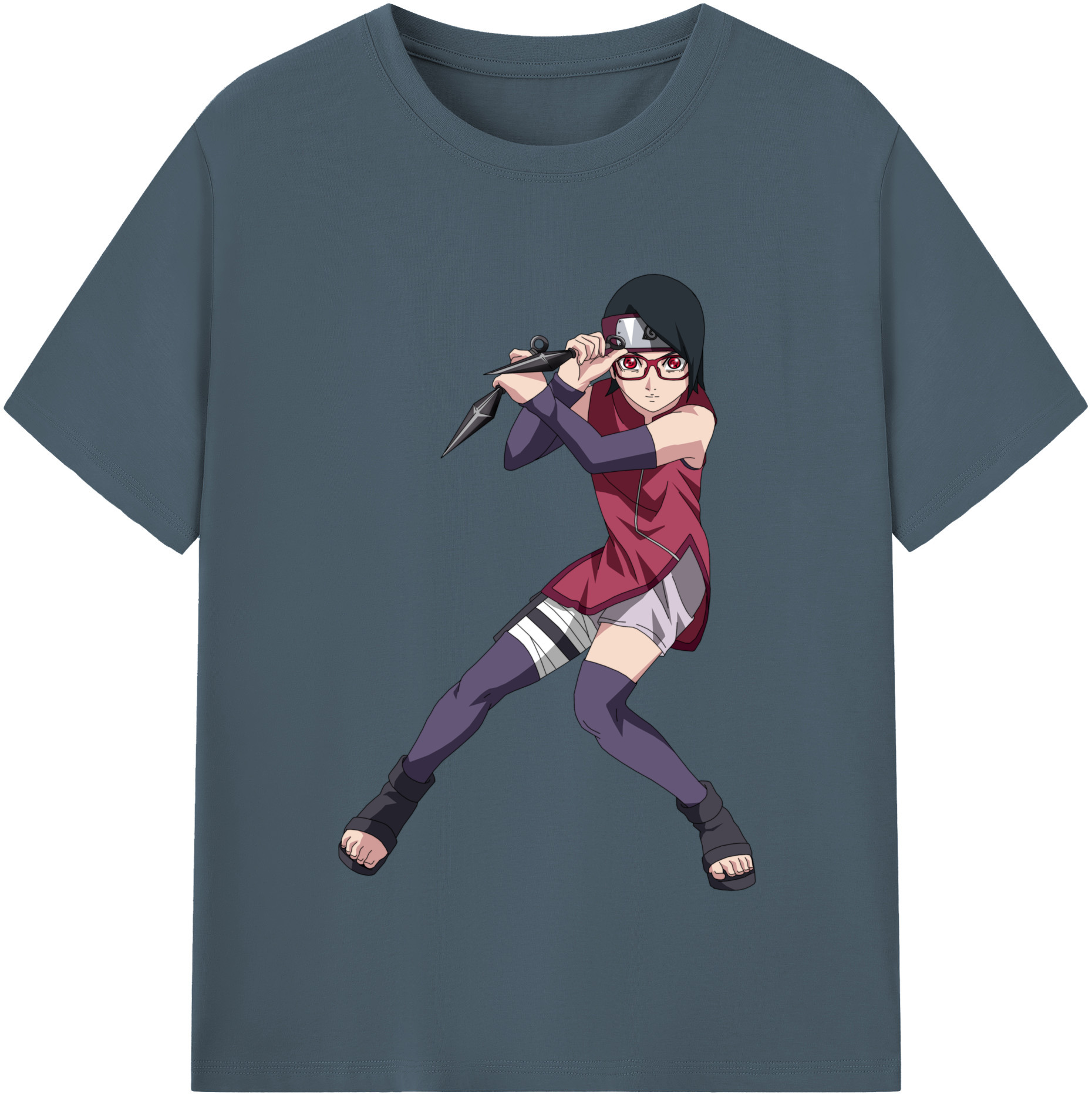 （画像用） NARUTO -ナルト- うちは サラダ Uchiha Sarada 綿100％半袖Tシャツ（フロントプリント）